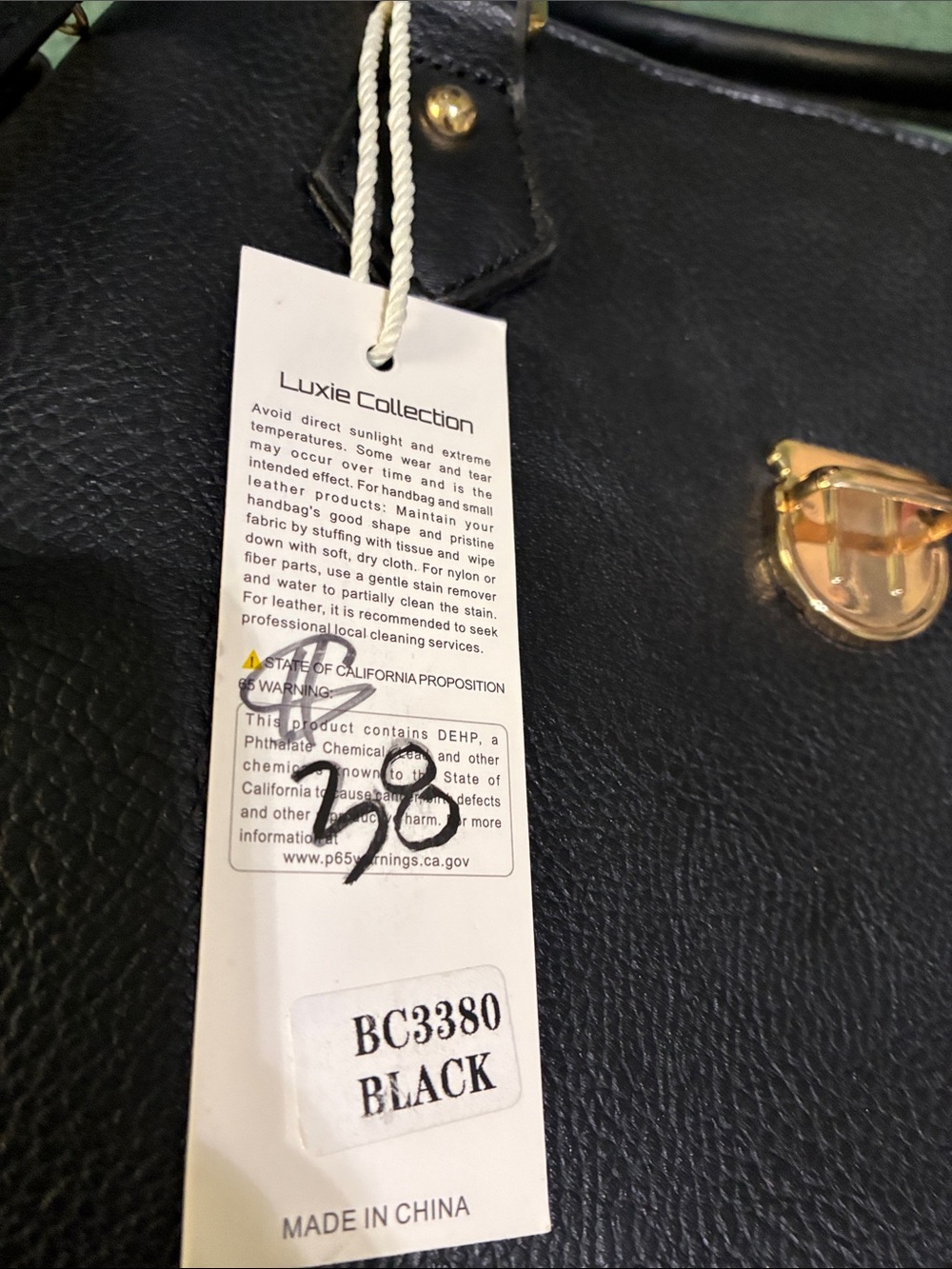 Black Satchel with Gold Accent Hardware - Picture 4 of 4